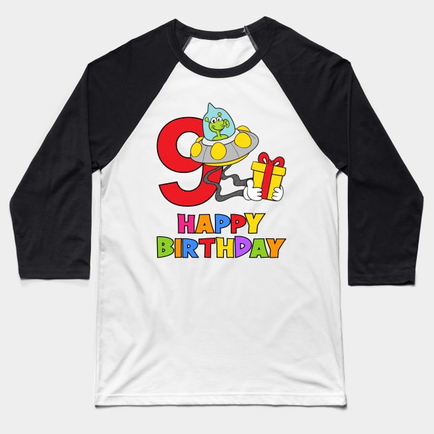 9th Birthday Party 9 Year Old Nine Years Baseball T-Shirt by KidsBirthdayPartyShirts